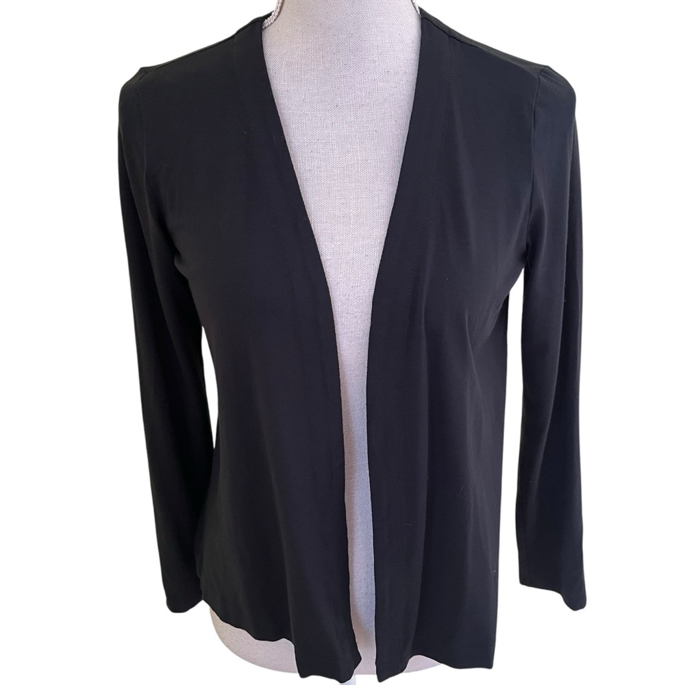 J. Jill Wearever Collection Black Jersey Knit Open Front Cardigan XS Petite